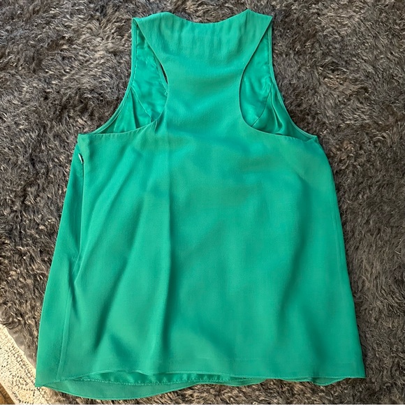 TIBI | NWOT Green Silk Racerback Tank Top Blouse w Neck Detail Size 2 lined - Picture 5 of 7